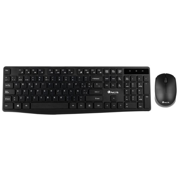 NGS Teclado y Raton Inalambricos de 2.4ghz - QWERTY Italiano - 12 Teclas Multimedia - 1200 dpi - Color Negro