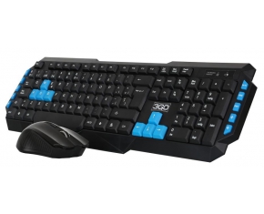 3Go Drile Pack Inalambrico USB Teclado Multimedia + Raton 1000dpi 3 Botones - Uso Ambidiestro - Color Negro