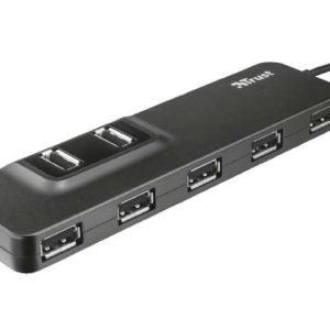 Trust Oila Hub 7 Puertos USB 2.0 - Alimentacion Externa - Proteccion Cortocircuitos - Cable de 1.40m - Color Negro